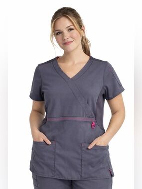 Carhartt Cross Flex Scrub Top S Grey pink  Nursing Medical Uniform healthcare